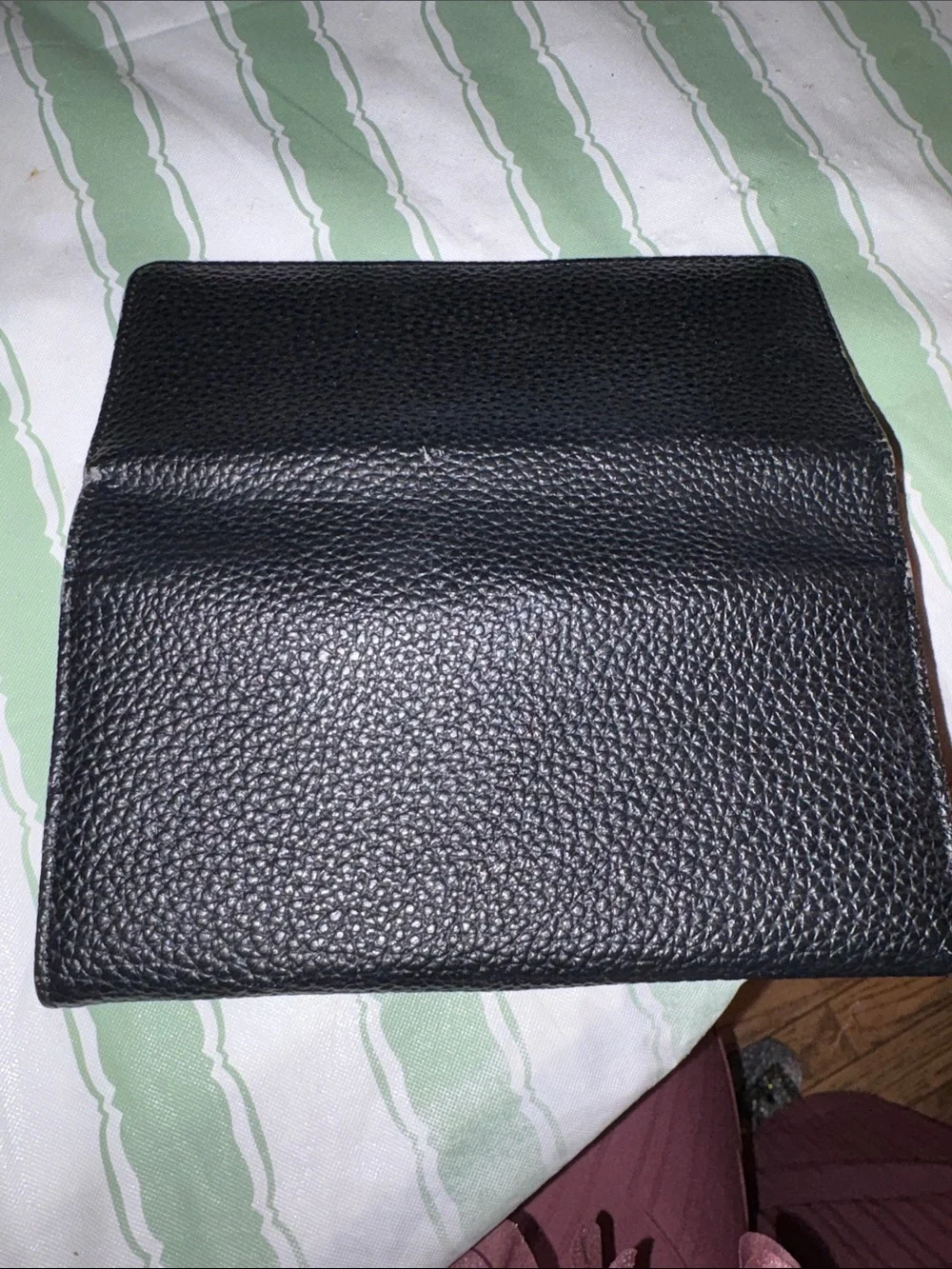 Classic Dior Black Textured Leather Wallet with Gold 'D' Hardware